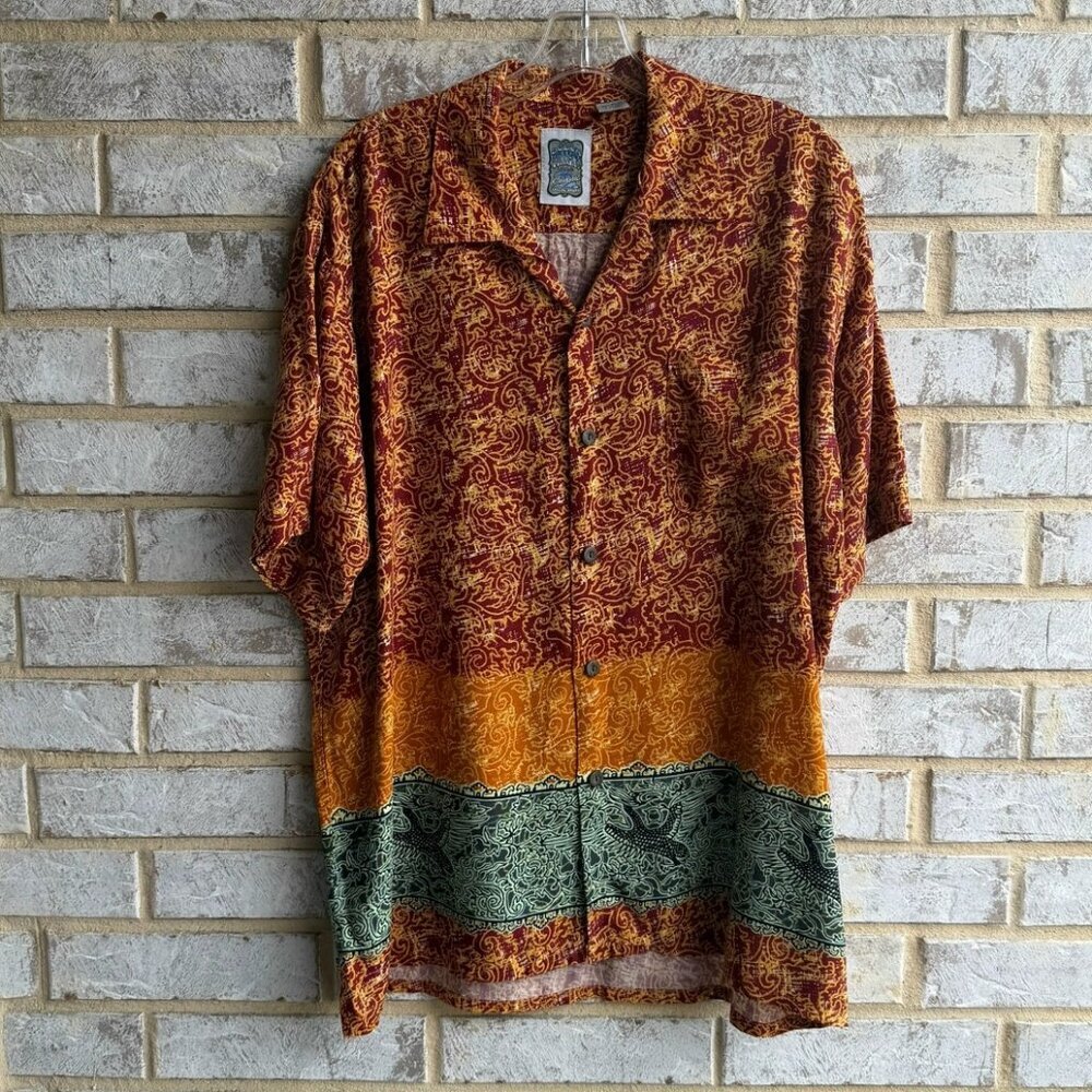 Ocean Current 100% Rayon Short Sleeve Button Up Tropical Shirt Men's Size M